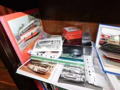 A group of bus ephemera, to include books on buses, Bus and Coach Recognition, Source of Passenger Vehicle, The May Day of The Classic Bus, Bus Scene in Colour, Buses Yearbook 1998, Old Trolley Buses, etc., together with a group of ephemera including leaf - 2