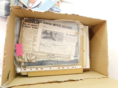 A group of aircraft ephemera, to include aircraft plans, newsletters, admittance tickets, sew on badges, magazines, videos, photograph albums, posters, motor show reviews, etc. (3 boxes) - 2
