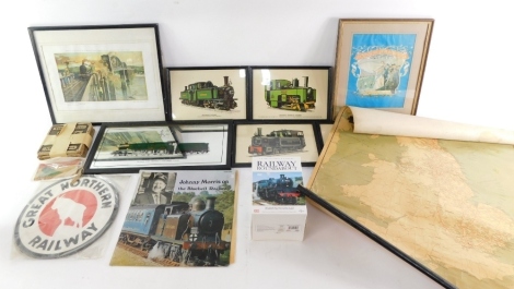 Railway Interst. Sounds of The Railway Great Northern Railway sign, Talisman Railway plaques, Railway Roundabout DVD collection, framed railway prints, etc. (a quantity)