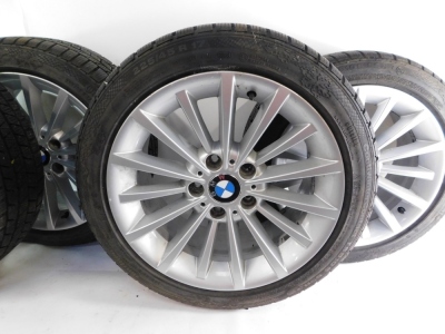 Four BMW alloy wheels and tyres, Continental Conti-Winter Contact TS810S SSR, 225-45 R17, from Series 3 E90/91 model. - 3