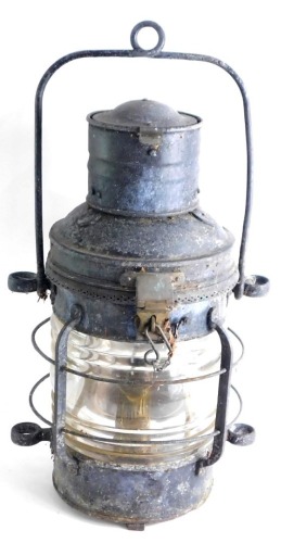 An cast ship's paraffin carrying lantern, possibly Scandinavian.