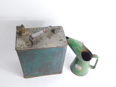 A Castrol oil jug and a Pratt's petrol tin. (2) - 2