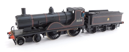 A kit built OO gauge Drummond Class D15 locomotive, BR black livery, early crest, 4-4-0, 30310.