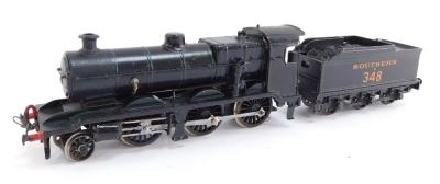 A kit built OO gauge K Class locomotive, Southern livery, 2-6-0, 348.