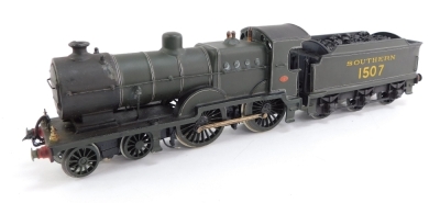 A kit built OO gauge Maunsell Class E1A locomotive, Southern green livery, 4-4-0, 1507.