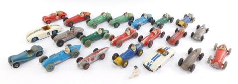 Dinky die cast F1 and other cars, including Ferrari, Talbot Lago Cunningham C5-R, Jaguar, etc. (1 tray)