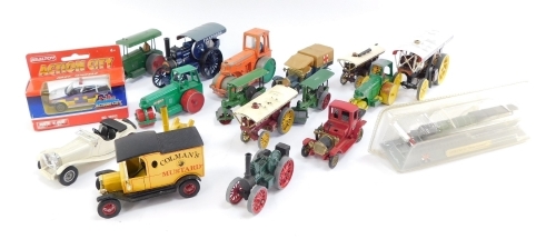 Corgi Matchbox Dinky and other die cast, including Corgi Fowler steam wagon, Dinky Aveling Barford steam roller, 1:160 scale Class A1 Flying Scotsman, Corgi Pickfords steam wagon, etc. (1 tray)