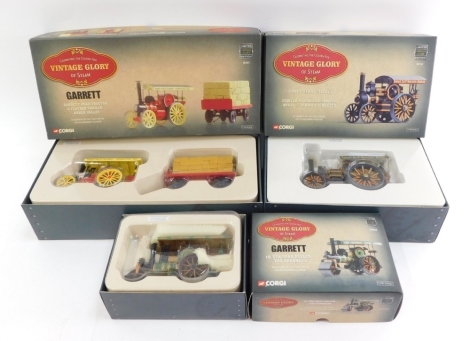 Corgi die cast Vintage Glory of Steam, limited edition, comprising 10 ton Road Roller The Baroness., Fowler B6 Road Locomotive Atlas-Norman E Box Ltd., and a Garrett Road Tractor and Flatbed Trailer Anker Valley, all boxed. (3)