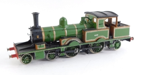 A kit built OO gauge Adams Radial Tank Locomotive, LSWR green livery, 4-4-2, 488.