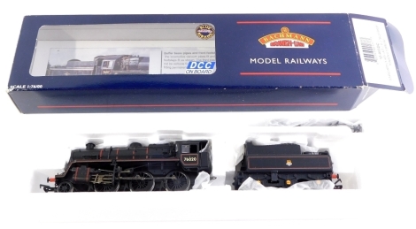 A Bachmann OO gauge Standard Class 4MT locomotive, BR black livery, early emblem, 2-6-0, 76020, boxed.