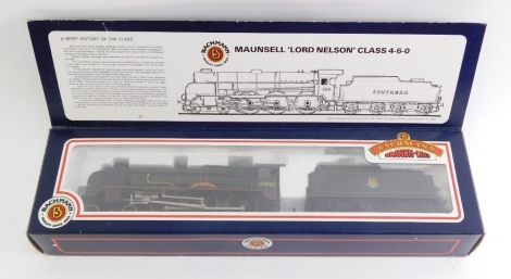 A Bachmann OO gauge Maunsell Lord Nelson Class locomotive 'Sir Walter Raleigh' 30852, BR lined green, early emblem, 4-6-0, 31-405.