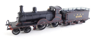 A kit built OO gauge Johnson Class D41 locomotive, LNER lined black livery, 4-4-0, 6908.