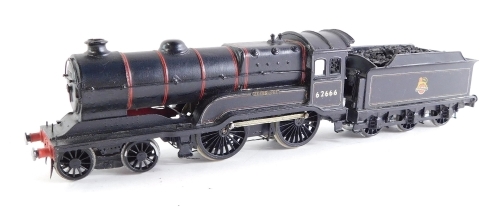 A kit built OO gauge Robinson Class D11 locomotive, BR lined black, early emblem, 4-4-0, 62666.