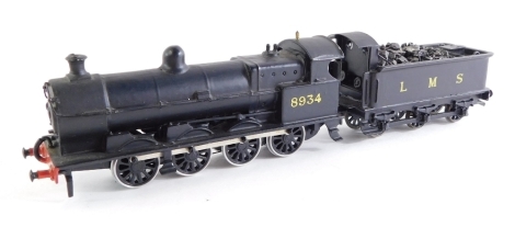 A kit built OO gauge Webb 4 cylinder compound locomotive, LMS black livery, 0-8-0, 8934.