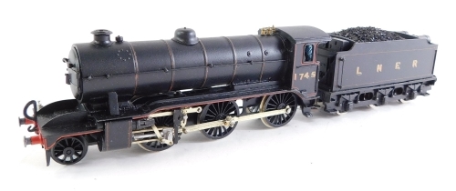 A kit built OO gauge Gresley Class K2 locomotive, LNER lined black livery, 2-6-0, 1745.