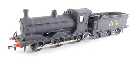 A kit built OO gauge Hill Class N7 locomotive, LNER black, 0-6-2T, 9670.