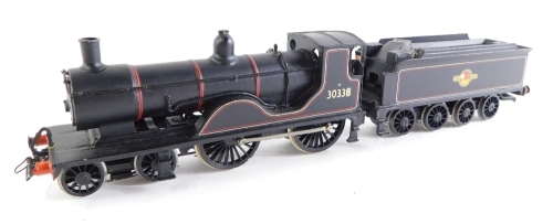 A kit built OO gauge Drummond T9 Class locomotive, BR lined black, late emblem, 4-4-0, 30338.