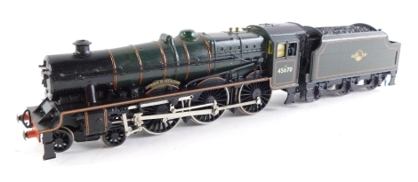 A Bachmann OO gauge Stanier 6P Jubilee Class locomotive 'Howard of Effingham', BR line green, late emblem, 4-6-0, 45670.