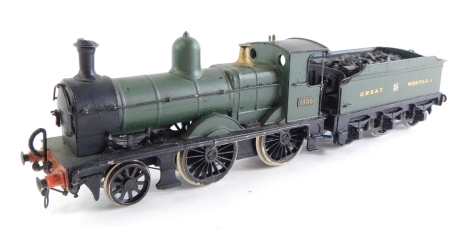 A kit built OO gauge ex MSWJR/GWR unclassified locomotive, GWR green livery, 1336, 2-4-0.