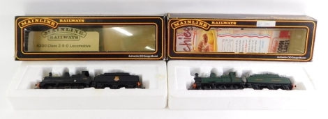 Two Mainline by Palitoy OO gauge locomotives, comprising a Dean Goods 2301 Class, GWR green livery, 0-6-0., and another in BR black livery.