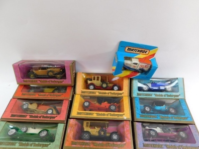 Matchbox Models of Yesteryear, various models to include the 1909 Morris Fly About, 1918 Crossley RAF Tender, 1930 Packard Victoria, 1931 Sutz Bear Cat, the 1938 Lagonda Drophead Coupe, etc. (1 box) - 2