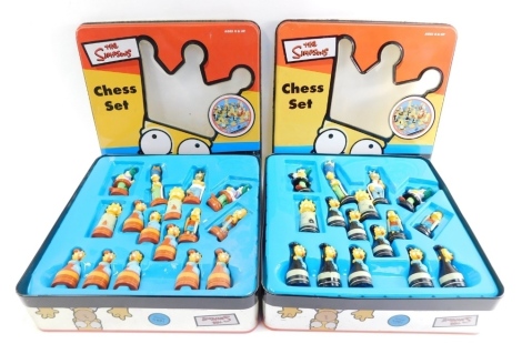 Two cased The Simpsons chess sets, each in a novelty tin. (2)