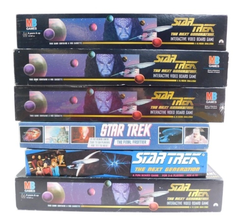 Star Trek board games, to include The Final Frontier, four Next Generation Interactive Video board games and a Next Generation Fun Board. (6)