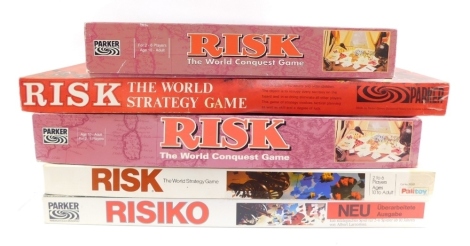 Various Risk board games, different editions, all boxed. (5)