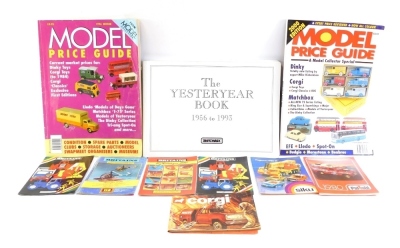 Books relating to Britains and Models Of Yesteryear, to include the Britains' Toy Catalogue 1981, 1979, 1980, 1981, The Siku Programme 1980-81, Pollarcell Guide 1980 and Corgi Rescue book, together with The Yesteryear Book 1966-1993, Model Price Guide 199