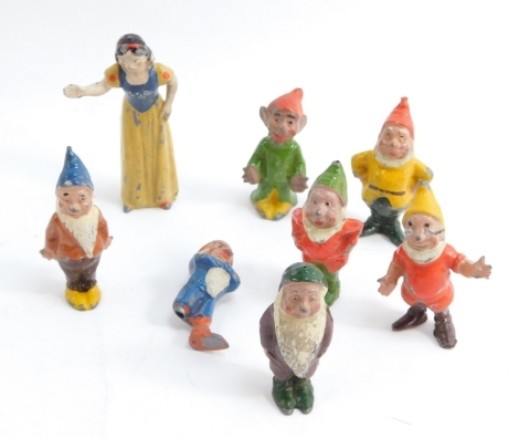 A group of Britains lead Snow White and The Seven Dwarf painted figures. (AF)