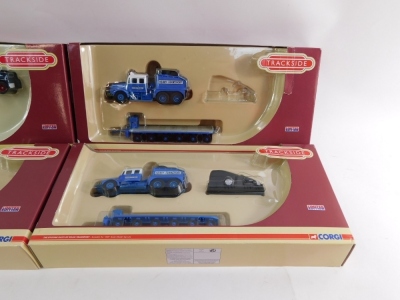 Four Corgi limited edition Track Side Bygone Days of Road Transport model sets, scale 1:76, comprising Scammell contractor (x2) trailer and cylinder load Pickfords, three Scammell contractor trailer and machinery load Econ freight, boxed. (4) - 3