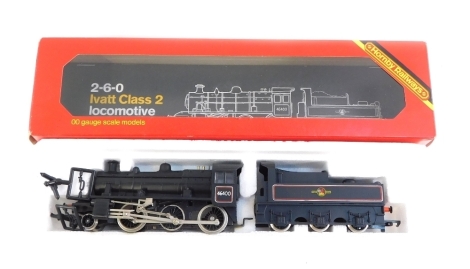 A Hornby OO gauge Ivatt Class 2 locomotive, 46400, BR lined black livery, late emblem, 2-6-0, R857.