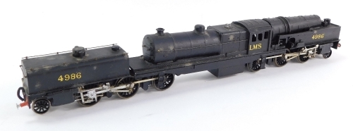 A kit built 00 gauge Beyer Peacock Garrett locomotive, 4986, LMS black livery, 2-6-0 + 0-6-2.