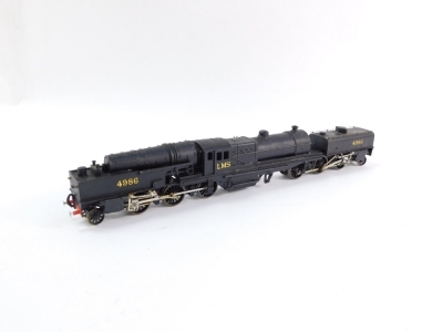 A kit built 00 gauge Beyer Peacock Garrett locomotive, 4986, LMS black livery, 2-6-0 + 0-6-2. - 2