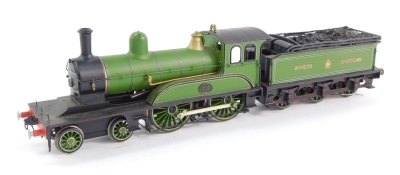 A kit built 00 gauge Worsdell Class Q1 locomotive, LNER green livery, 4-4-0, 223.