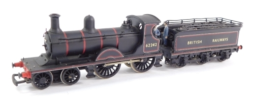 A kit built 00 gauge Johnson Class D41 locomotive, BR lined black livery, 4-4-0, 62242.