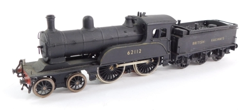 A kit built 00 gauge Worsdell Class D17 locomotive, BR black livery, 4-4-0, 62112.