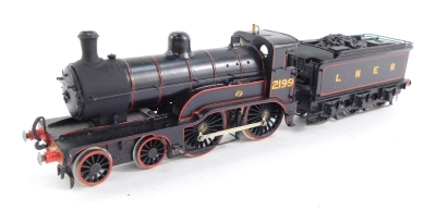 A kit built 00 gauge Ivatt Class D2 locomotive, LNER lined black livery, 4-4-0, 2199.