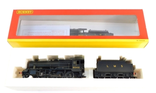 A Hornby 00 gauge Class 8F locomotive, 8042, LMS black weathered livery, 2-8-0, R2249.