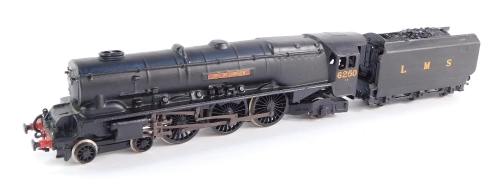 A Hornby Dublo two rail Stanier Coronation (Semi) Class locomotive 'City of Litchfield', 6250, LMS Black livery, 4-6-2, repainted.