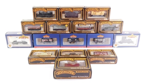 Bachmann and Mainline by Palitoy OO gauge rolling stock, including seven plank wagon 'North End' 37-085A, 12T vent van 'Shepard' 37413, etc. (16)