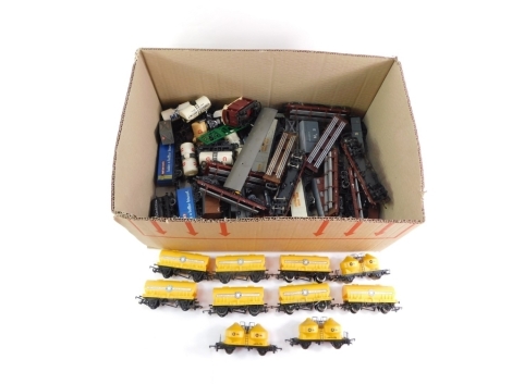 Hornby and other OO gauge rolling stock, including Blue Circle Cement, plank wagons, insulated milk vans, milk tankers, etc. (1 box)