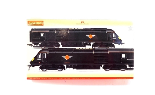 A Hornby OO gauge Class 43 HST, power car 43080, dummy car 43068, in Grand Central black, R2705.