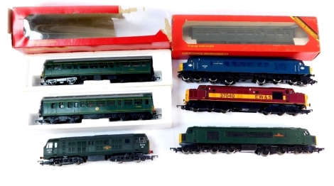 Hornby OO gauge diesel locomotives, including Class 37 37040 EW&S, Class 45 'The Royal Marines', Class 21 D6103, etc. (1 tray)