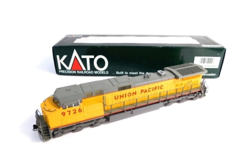 A Kato HO gauge GE C44-9W diesel locomotive, Union Pacific No 9726, 37-306.