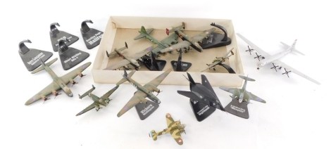 A group of aviation metal aircrafts, to include Short Sterling MK1, Blitz, Fighter Jets, B29 Super Fortress, and others. (1 tray)