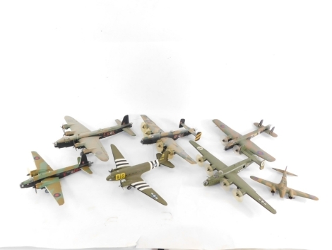 A group of model aircrafts, kit built plastic models. (some AF, a quantity)