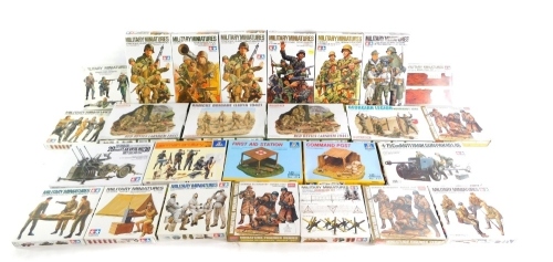 Various Tamiya and Italeri model army kits, military figures and vehicles. (1 box)