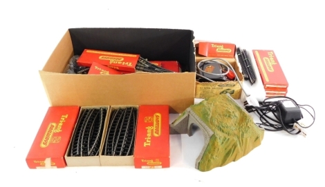 Hornby Tri-ang rail, tunnel, track, transformers, piers, etc, some boxed. (1 box)WARNING! This lot contains untested or unsafe electrical items.  It is supplied for scrap or re-conditioning only. TRADE ONLY 