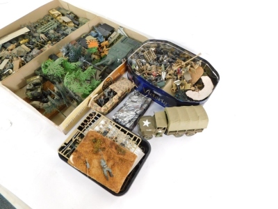 A group of kit built tanks and armored vehicles, trees, figures, etc. (3 boxes) - 2